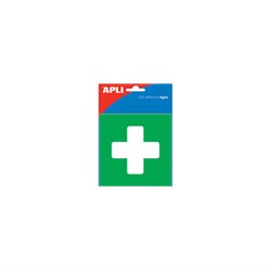 APLI SIGNS SELF ADHESIVE 114x114mm First Aid, Green